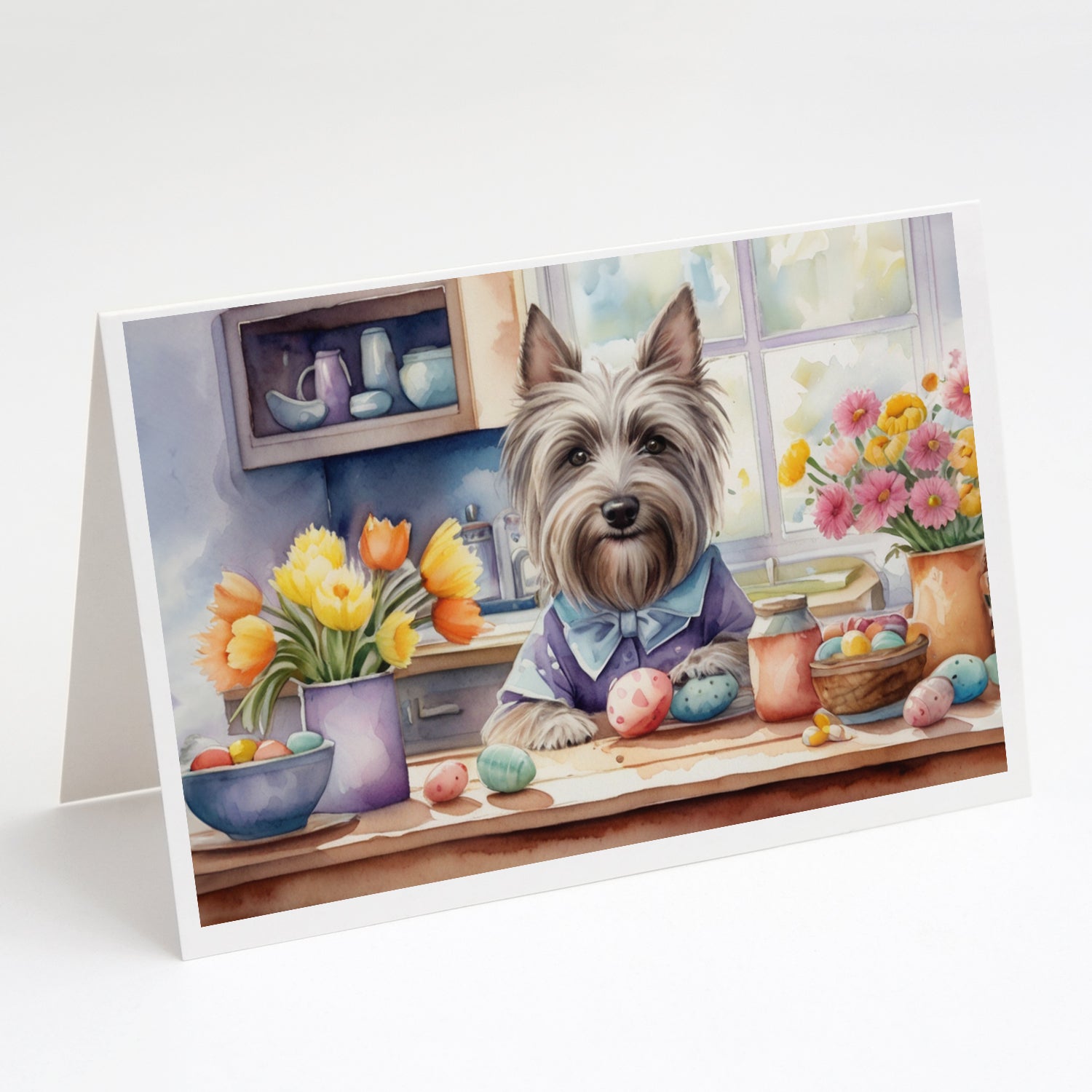Buy this Decorating Easter Skye Terrier Greeting Cards Pack of 8