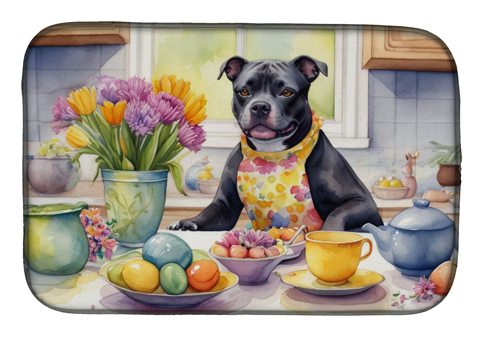 Buy this Decorating Easter Staffordshire Bull Terrier Dish Drying Mat