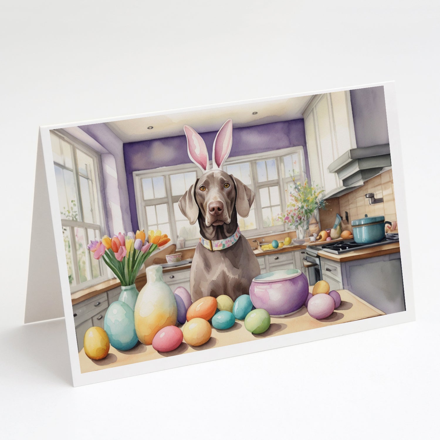 Buy this Decorating Easter Weimaraner Greeting Cards Pack of 8