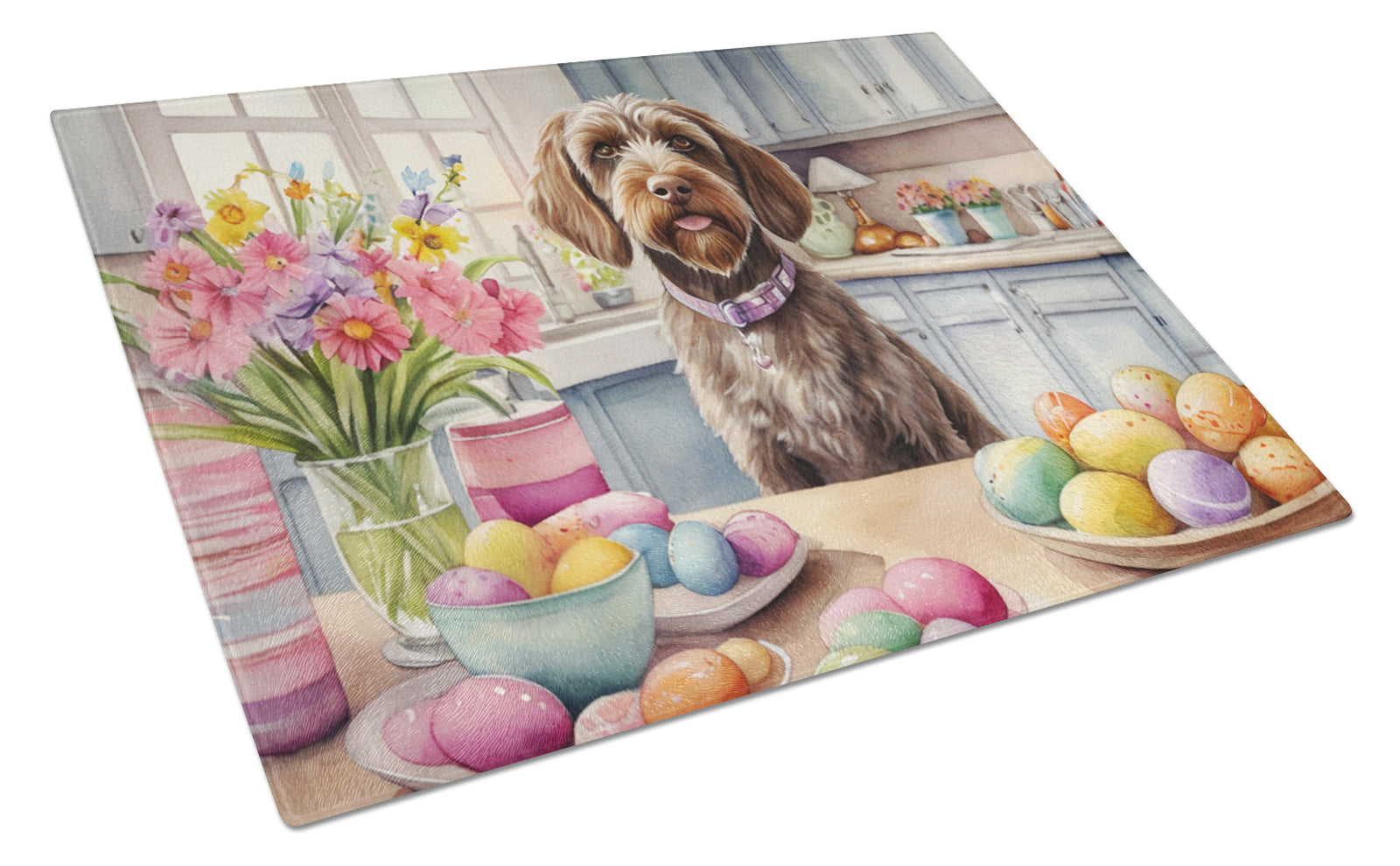 Buy this Decorating Easter Wirehaired Pointing Griffon Glass Cutting Board