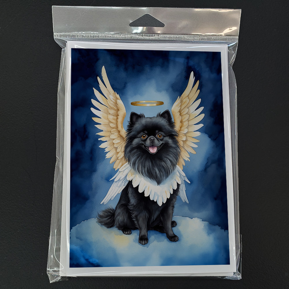 Black Pomeranian My Angel Greeting Cards Pack of 8