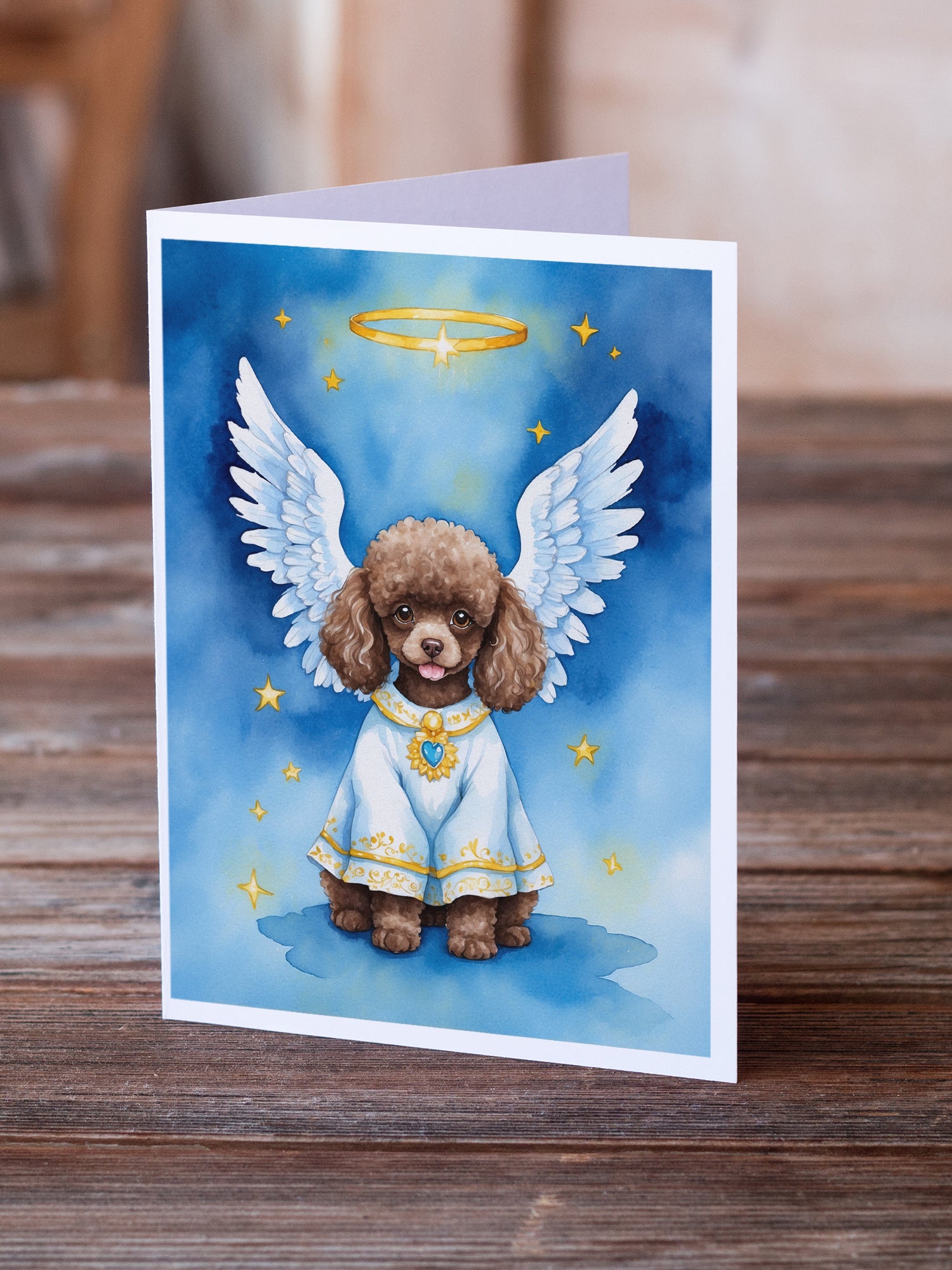 Chocolate Poodle My Angel Greeting Cards Pack of 8