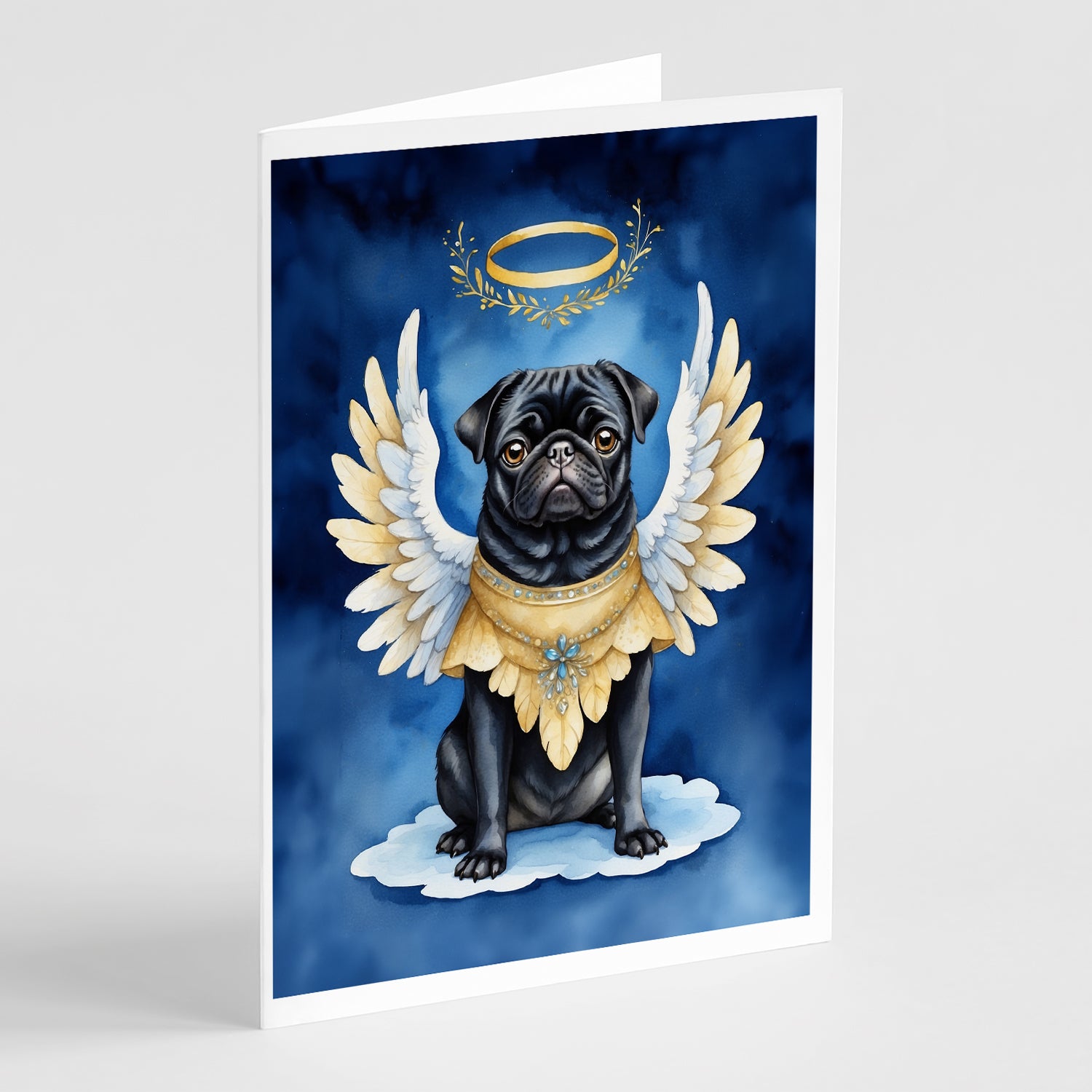 Buy this Black Pug My Angel Greeting Cards Pack of 8