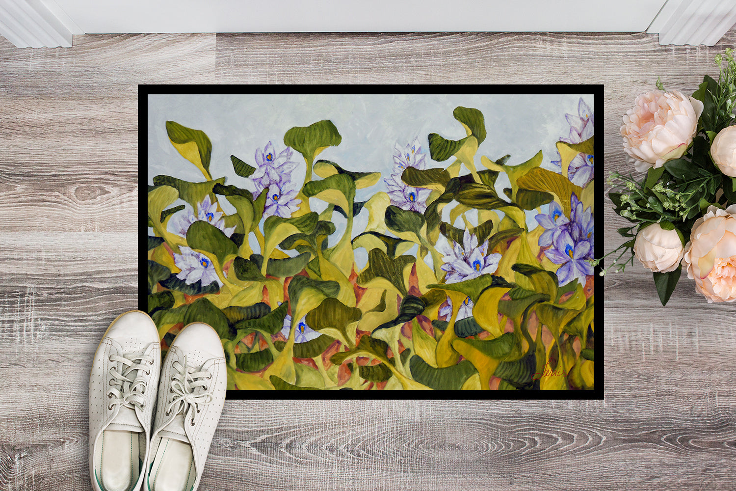 Water Hyacinth by Ferris Hotard Indoor or Outdoor Mat 18x27 - the-store.com
