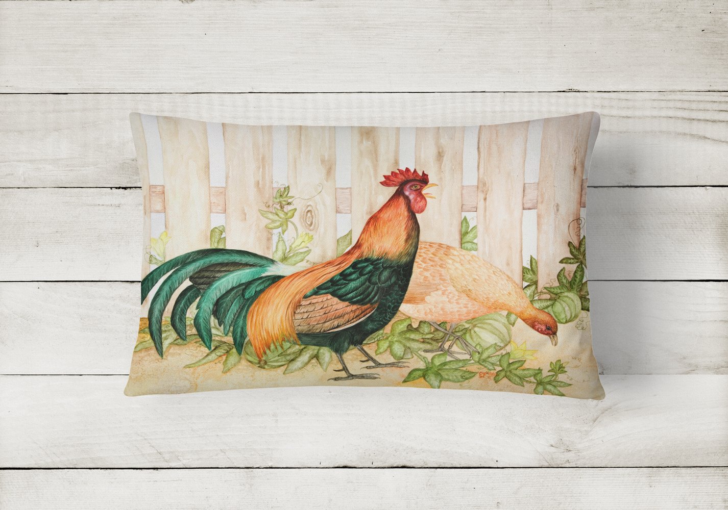 Buy this Chicken and Rooster by Ferris Hotard Canvas Fabric Decorative Pillow