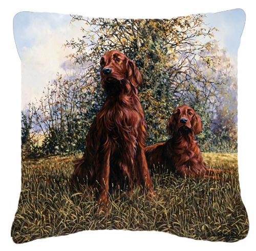 Red Irish Setters by Michael Herring Canvas Decorative Pillow by Caroline's Treasures