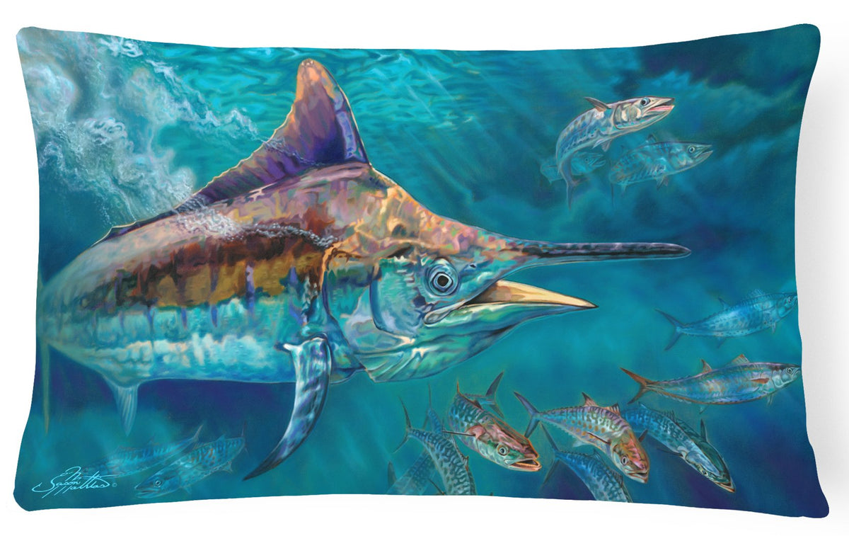 Liquid Metal Black Marlin Canvas Fabric Decorative Pillow JMA2005PW1216 by Caroline&#39;s Treasures