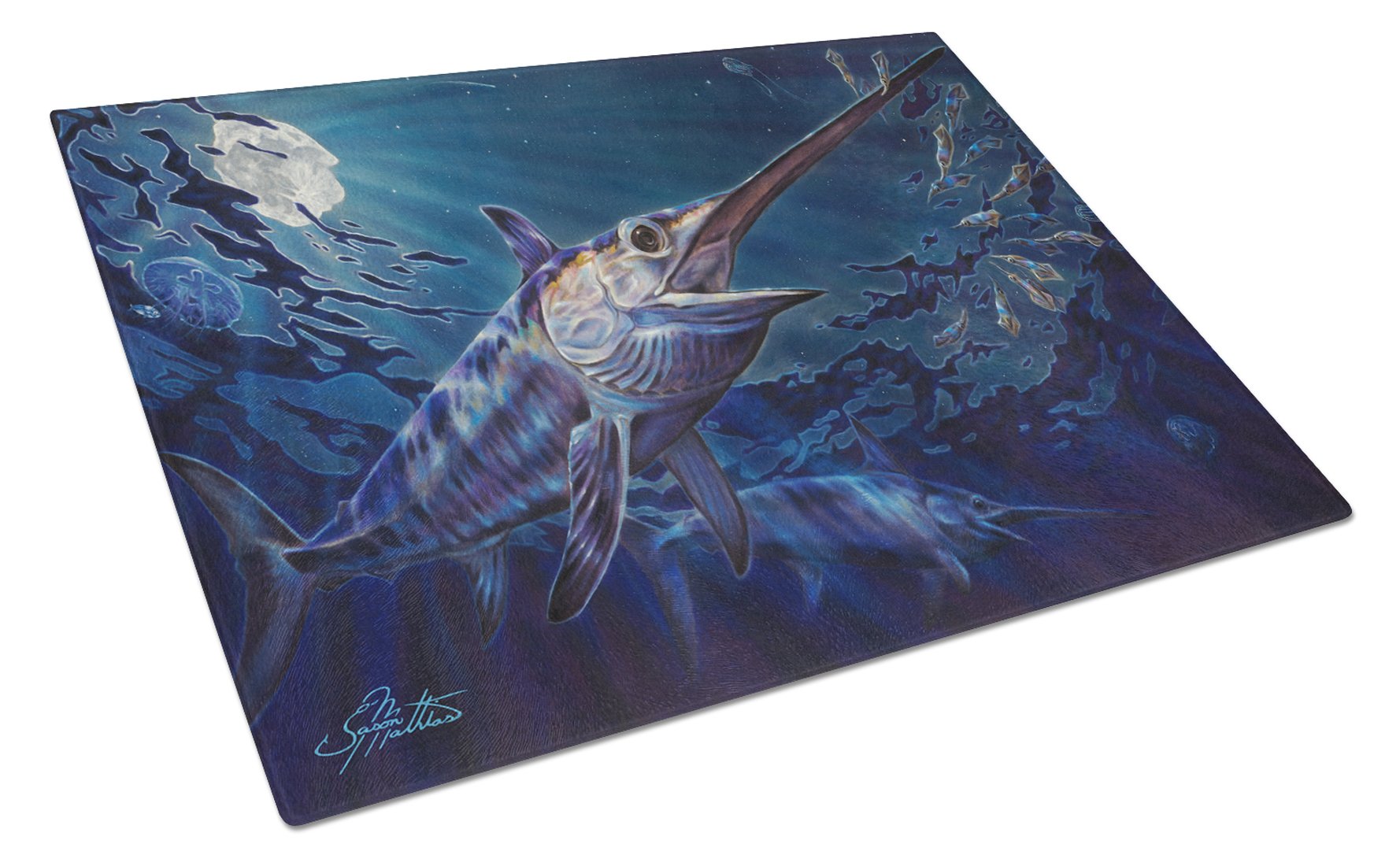Prince Of Darkness Swordfish Glass Cutting Board Large JMA2006LCB by Caroline's Treasures