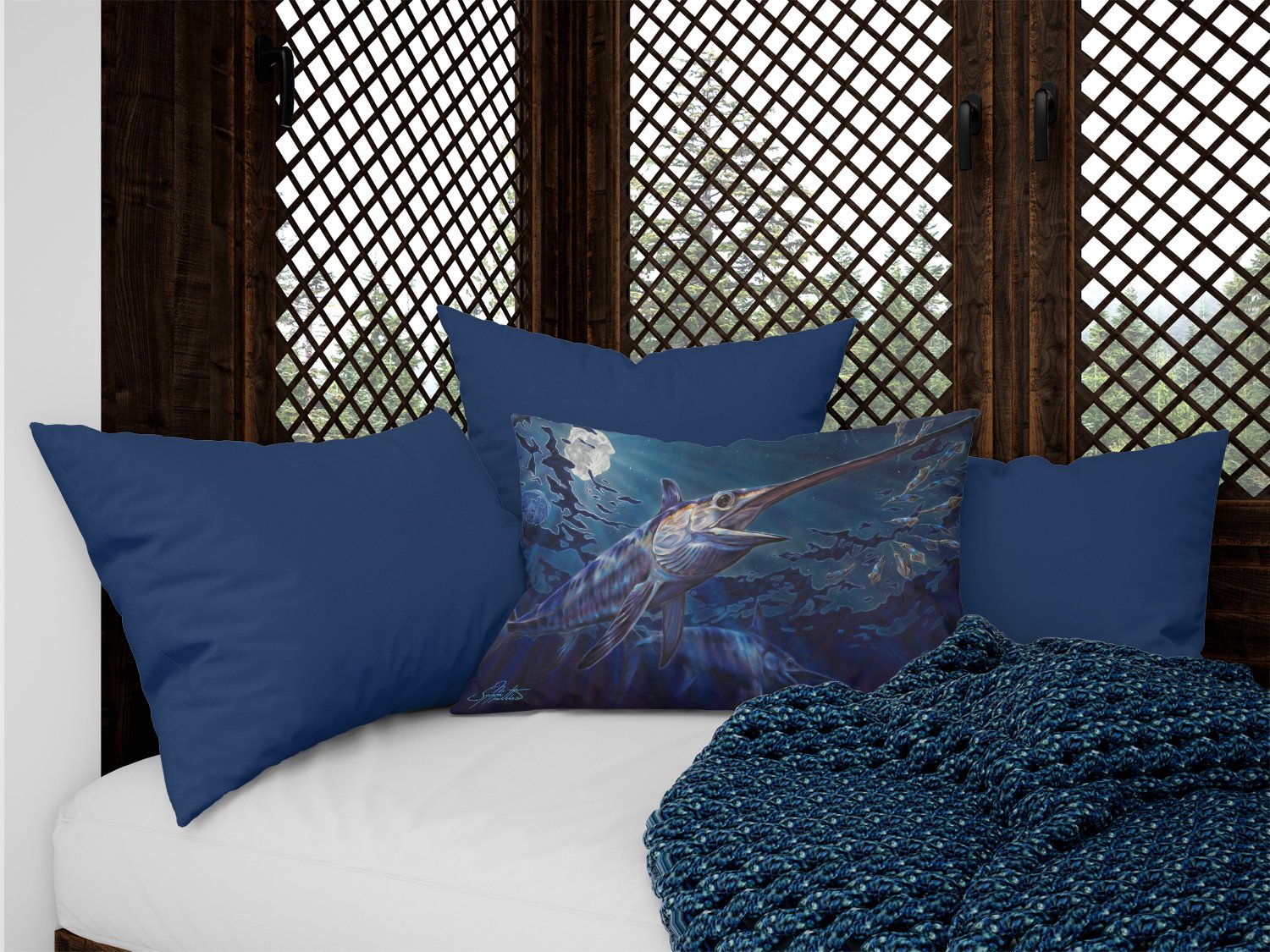Prince Of Darkness Swordfish Canvas Fabric Decorative Pillow JMA2006PW1216 by Caroline's Treasures