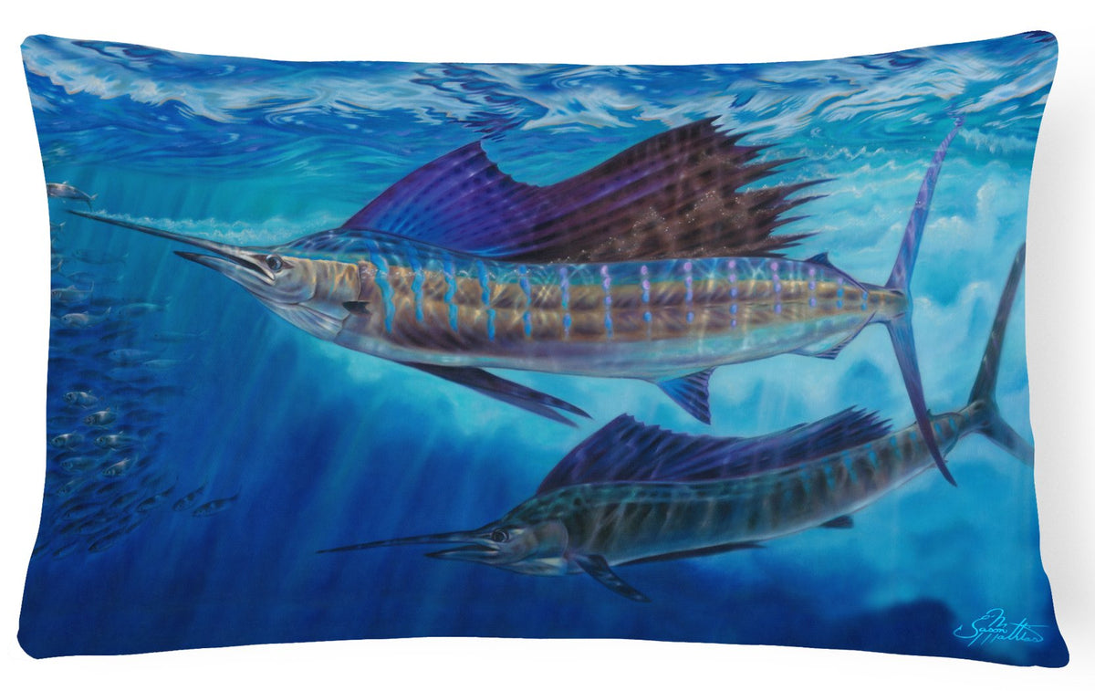 Wide Open Sailfish Canvas Fabric Decorative Pillow JMA2011PW1216 by Caroline&#39;s Treasures