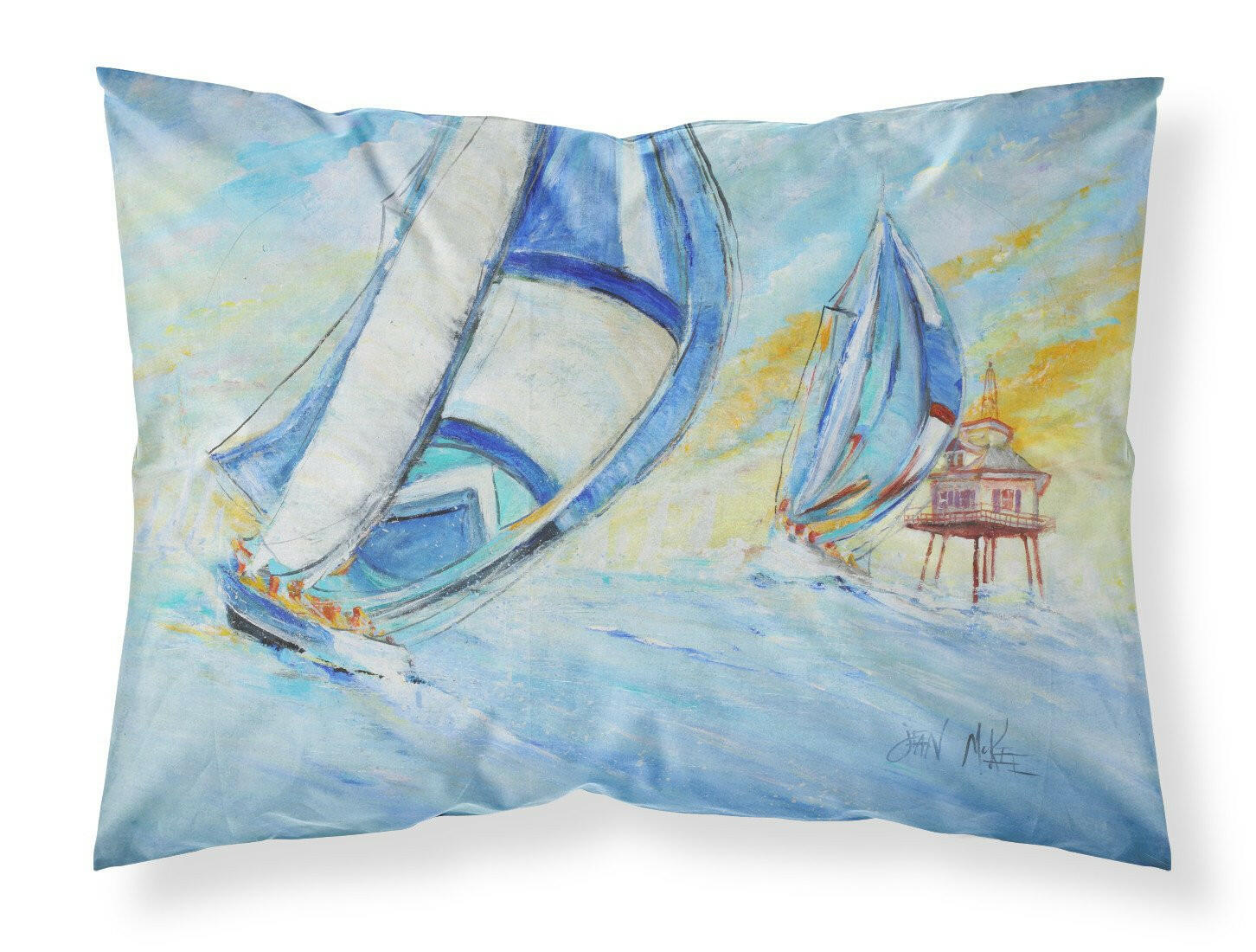 Sailboats and Middle Bay Lighthouse Fabric Standard Pillowcase JMK1005PILLOWCASE by Caroline's Treasures