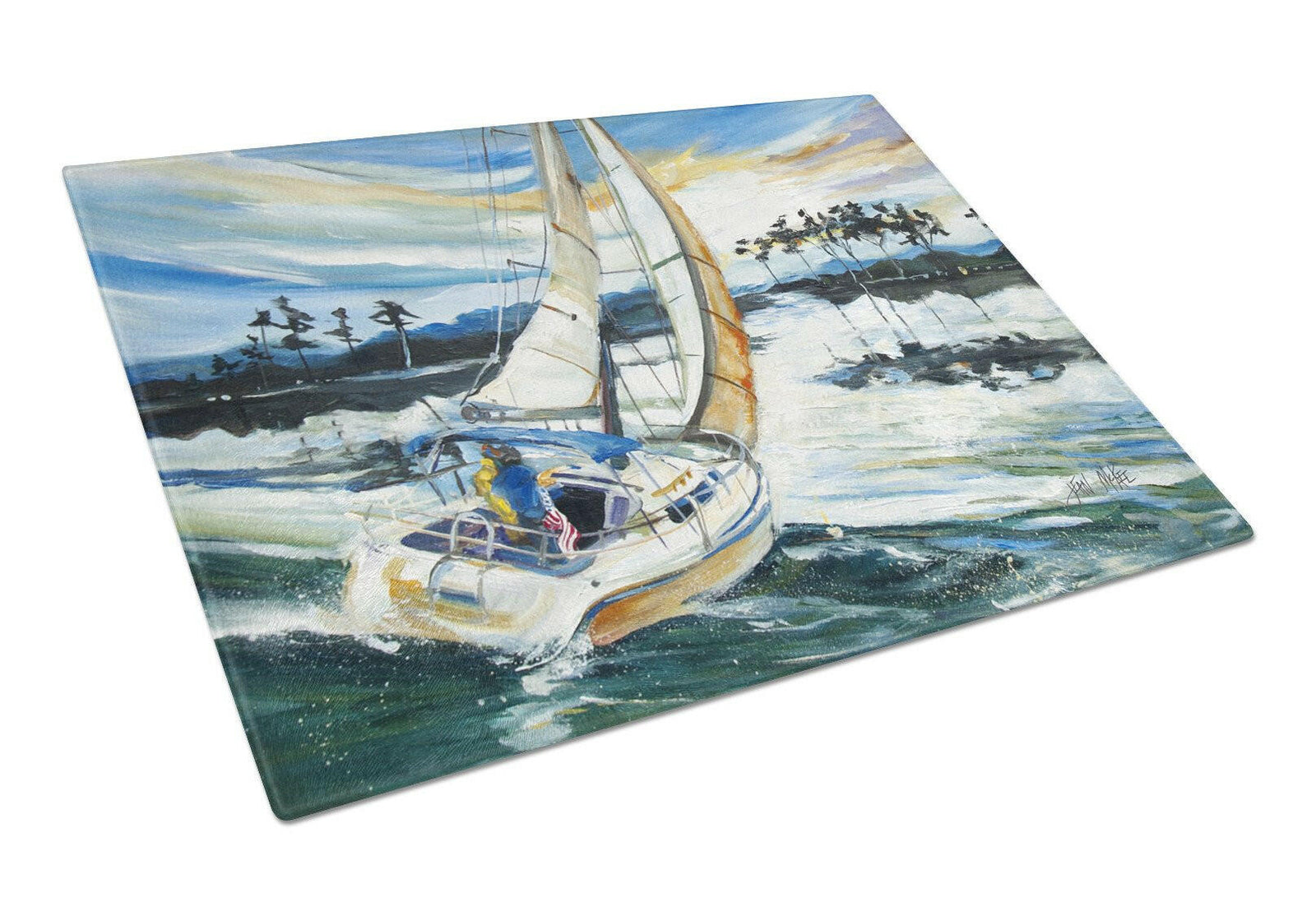 Sailboats on Lake Martin Glass Cutting Board Large JMK1055LCB by Caroline's Treasures
