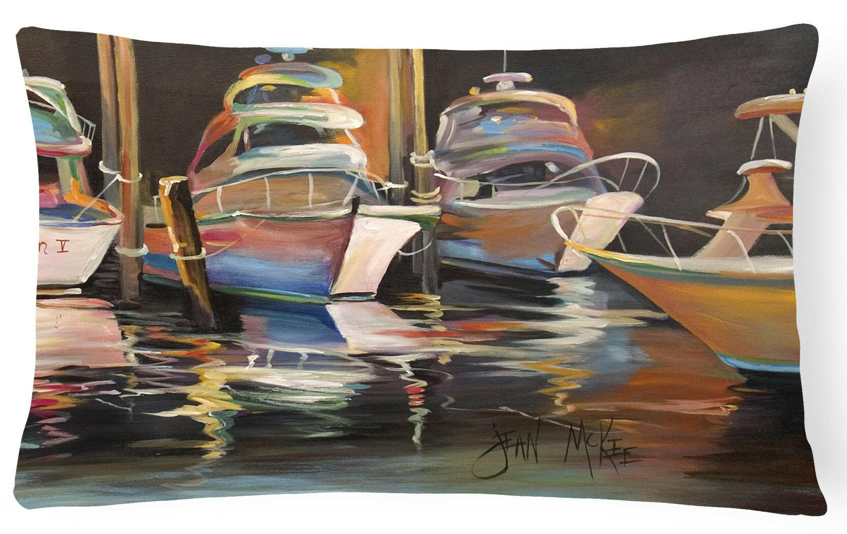 Sea Chase Deep Sea Fishing Boats Canvas Fabric Decorative Pillow JMK1076PW1216 by Caroline's Treasures