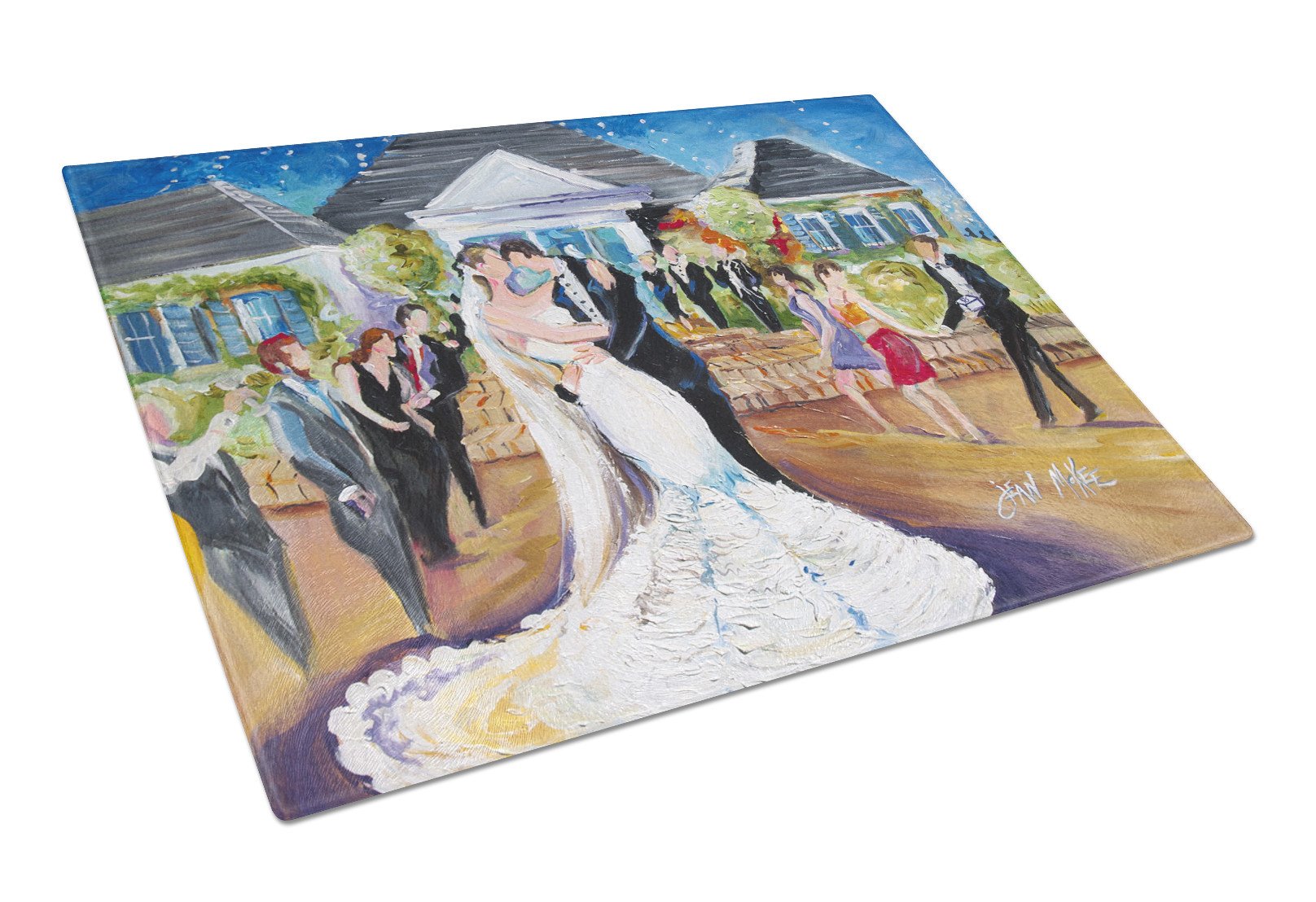 Our Wedding Day Glass Cutting Board Large JMK1127LCB by Caroline's Treasures