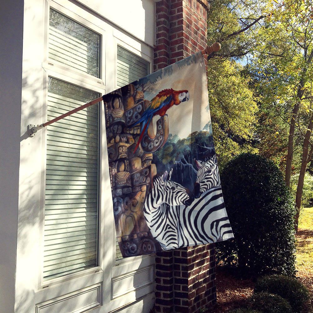 Zebras and Parrots Flag Canvas House Size JMK1200CHF