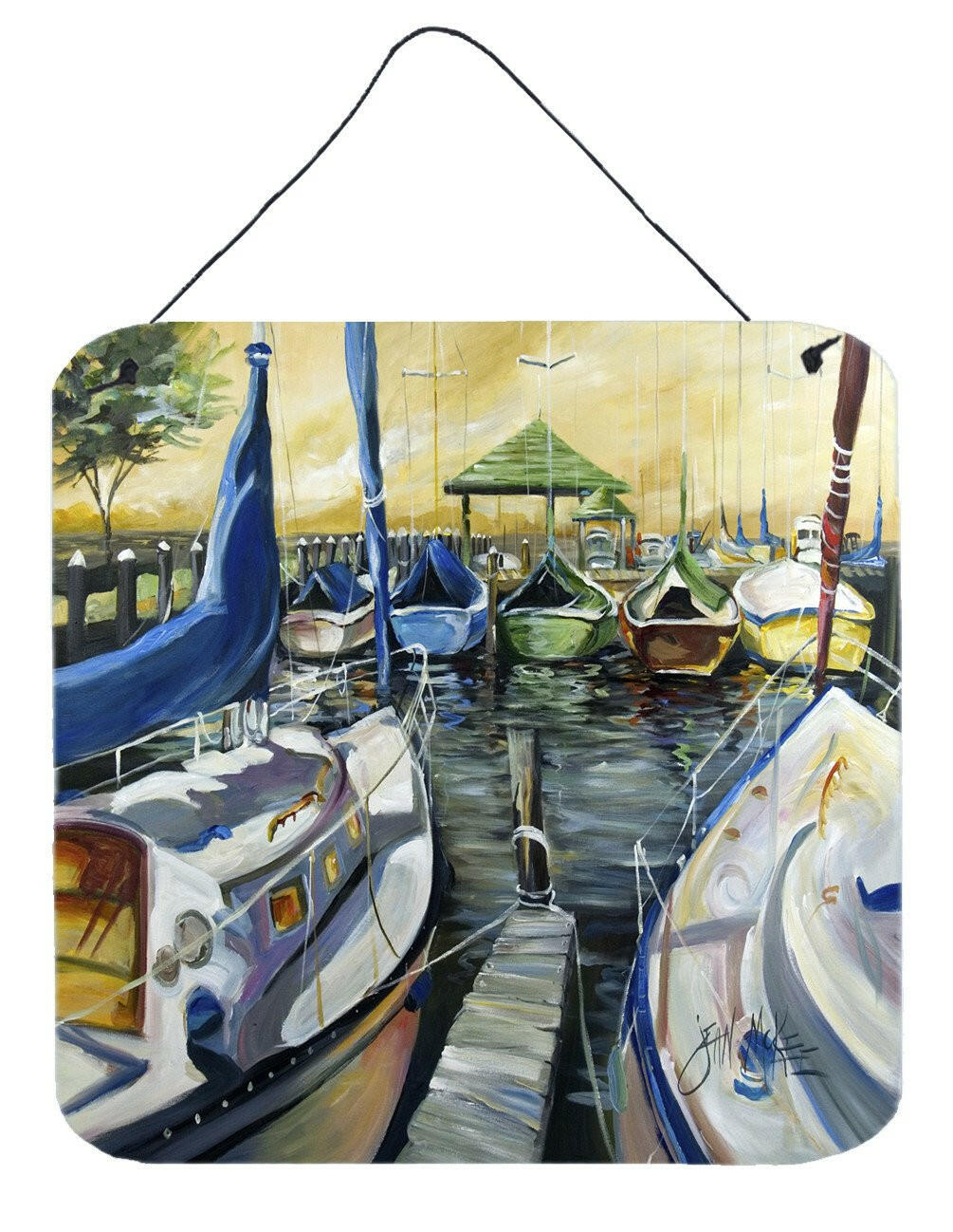 Seven Boats Sailboats Wall or Door Hanging Prints JMK1231DS66 by Caroline's Treasures