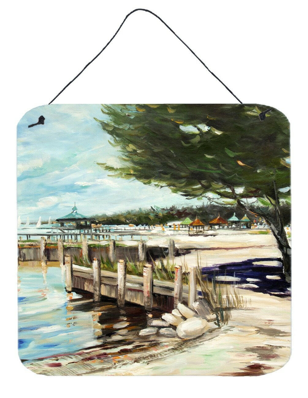 At the Pier Sailboats Wall or Door Hanging Prints JMK1273DS66 by Caroline's Treasures