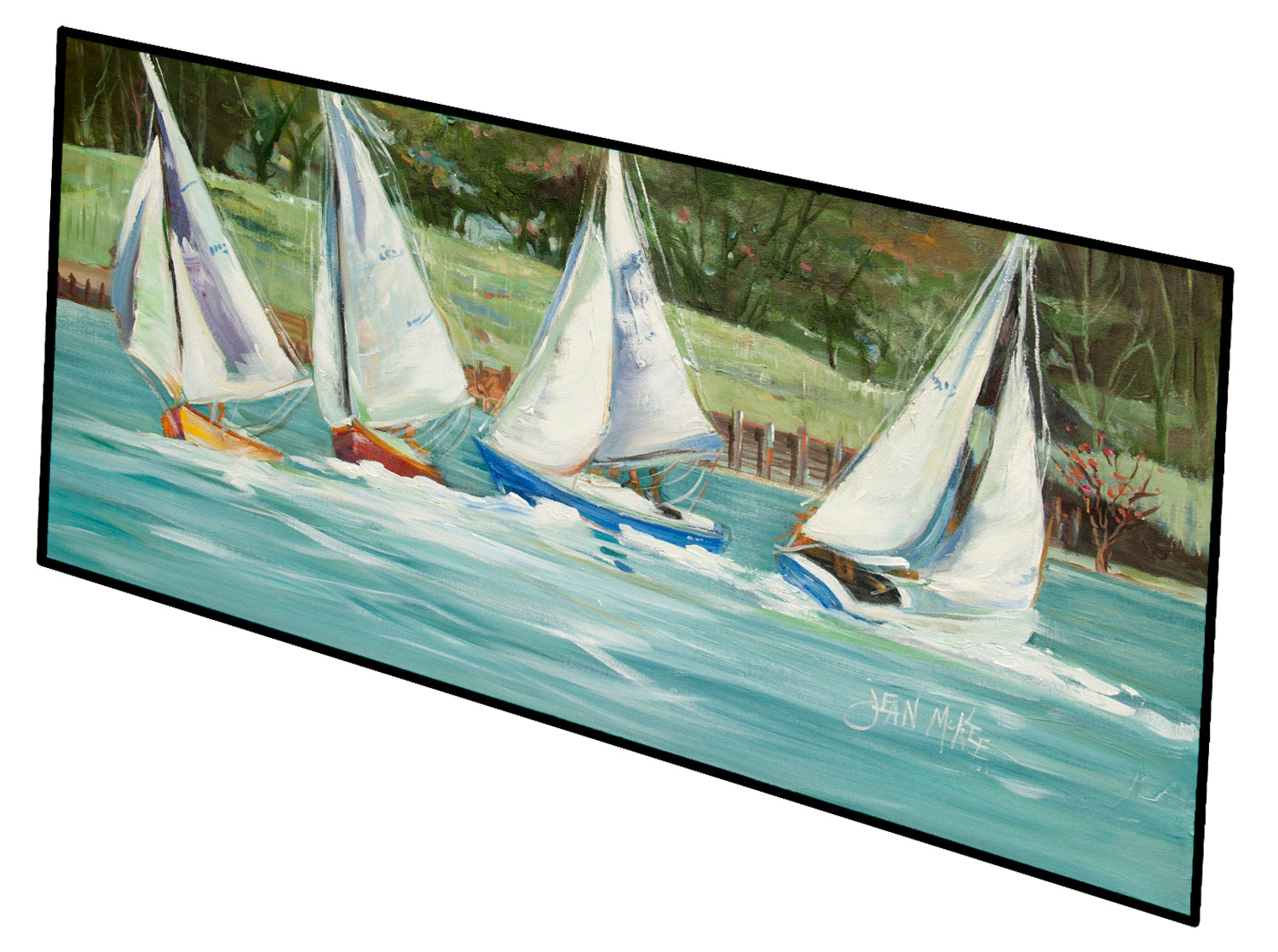 Sailboats on the Bay Indoor or Outdoor Runner Mat 28x58 JMK1302HRM2858 - the-store.com