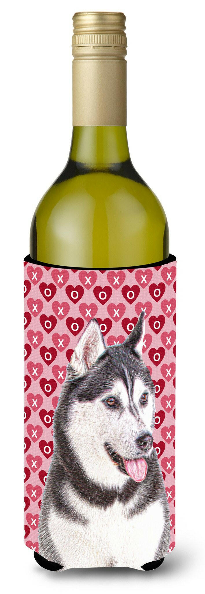 Hearts Love and Valentine's Day Alaskan Malamute Wine Bottle Beverage Insulator Hugger KJ1189LITERK by Caroline's Treasures