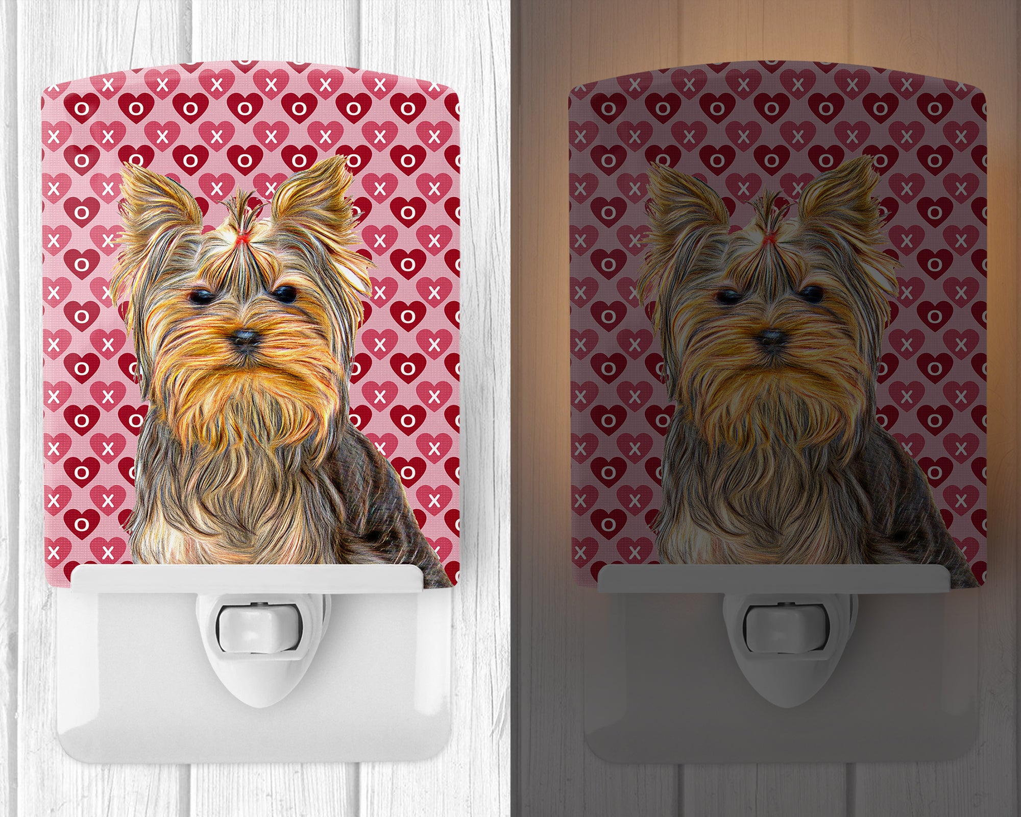 Hearts Love and Valentine's Day Yorkie / Yorkshire Terrier Ceramic Night Light KJ1191CNL - the-store.com