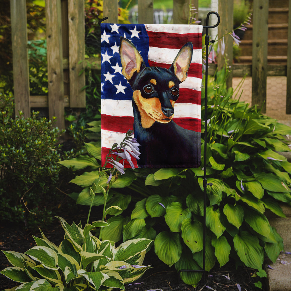 USA American Flag with Min Pin Flag Garden Size.