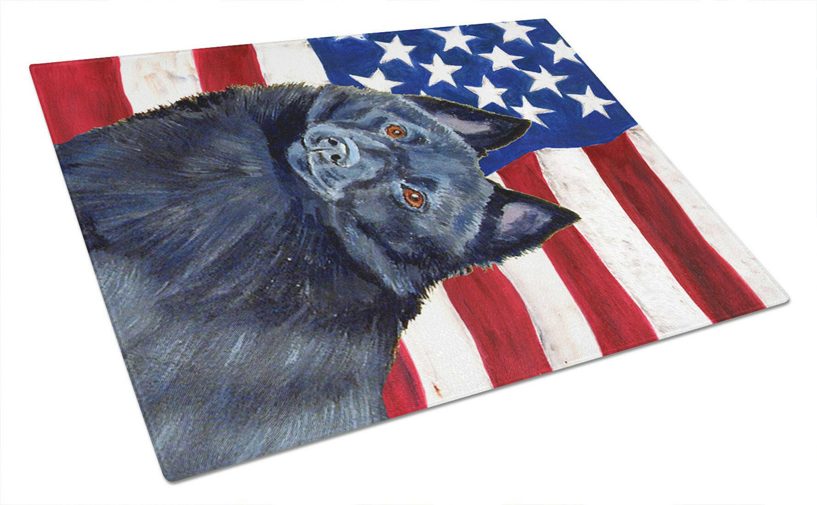USA American Flag with Schipperke Glass Cutting Board Large by Caroline's Treasures