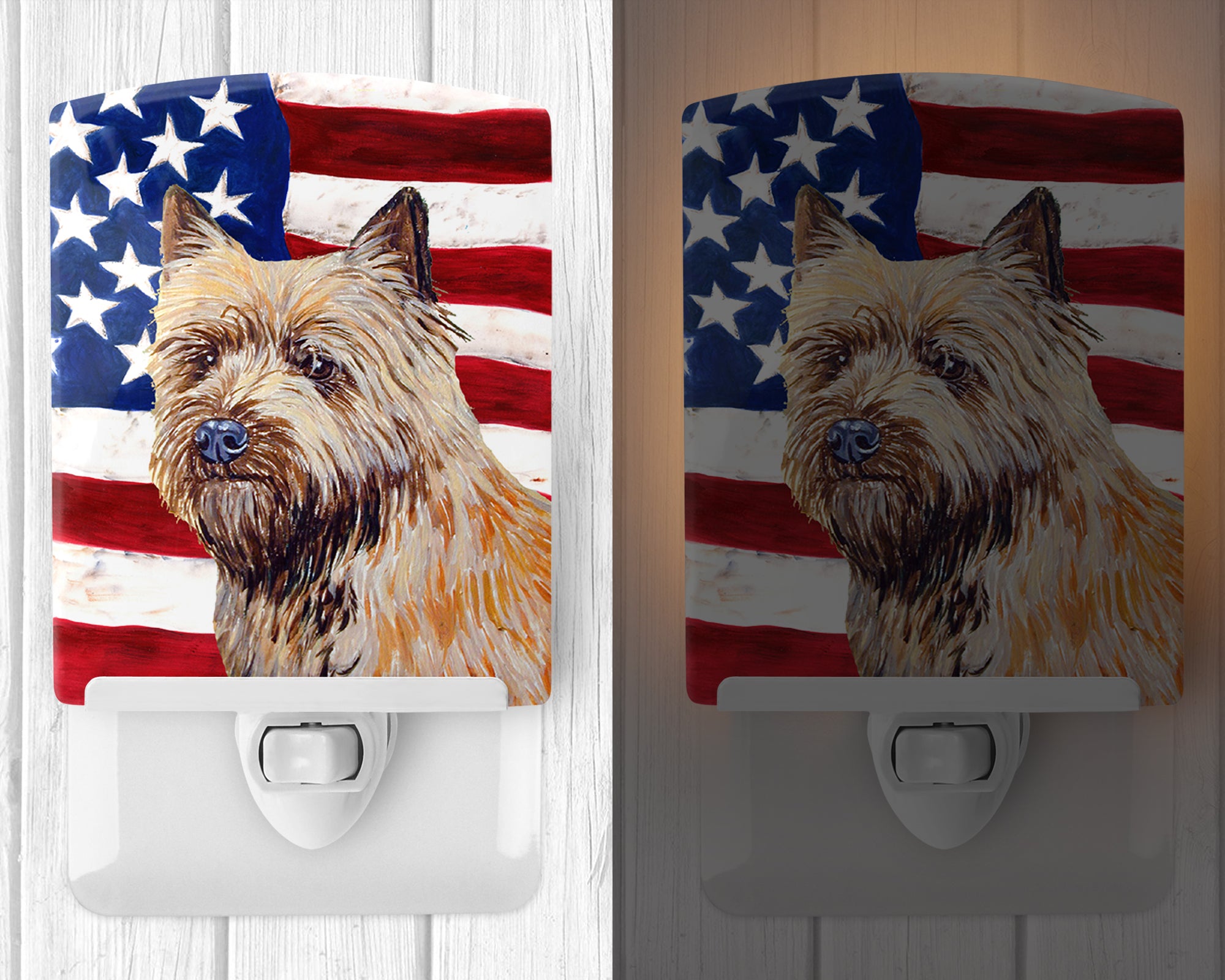 USA American Flag with Cairn Terrier Ceramic Night Light LH9020CNL - the-store.com