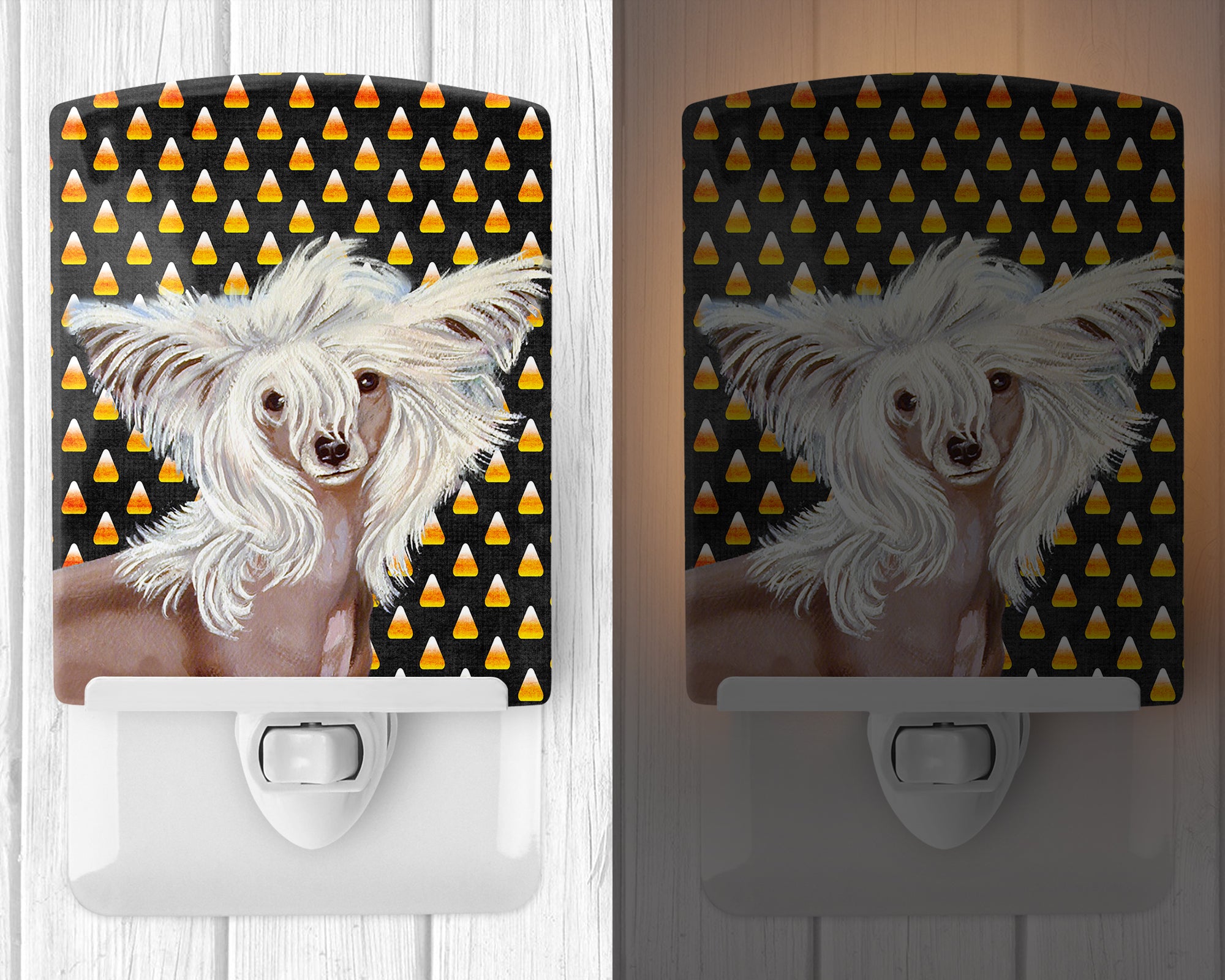 Chinese Crested Candy Corn Halloween Portrait Ceramic Night Light LH9042CNL - the-store.com