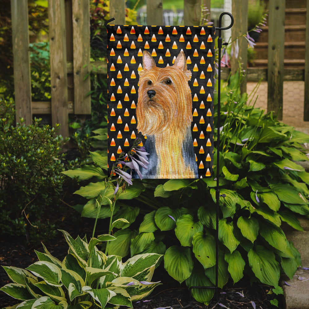 Silky Terrier Candy Corn Halloween Portrait Flag Garden Size.