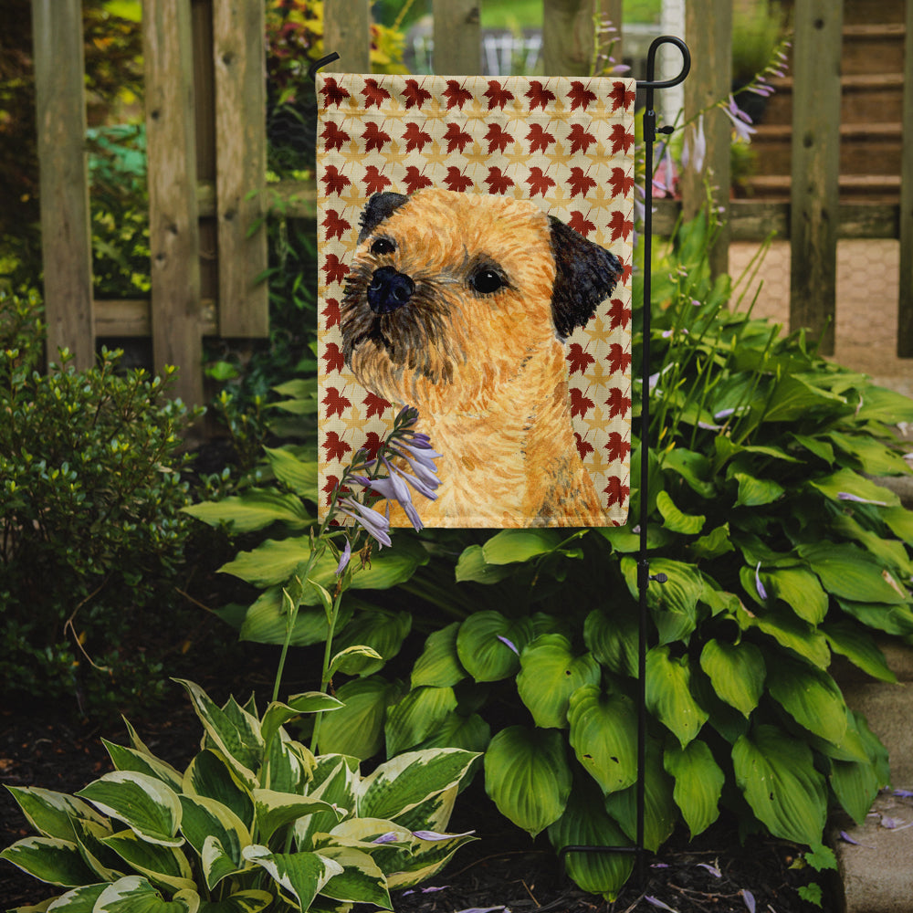 Border Terrier Fall Leaves Portrait Flag Garden Size.