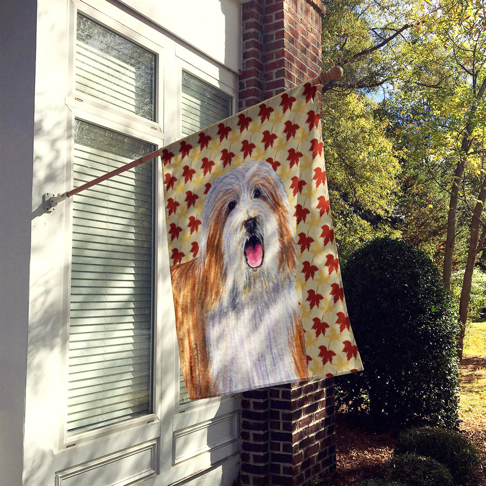 Bearded Collie Fall Leaves Portrait Flag Canvas House Size