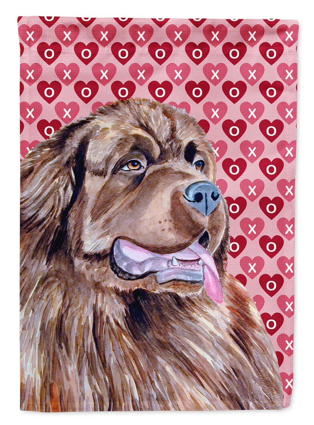 Newfoundland Hearts Love and Valentine's Day Portrait Flag Canvas House Size