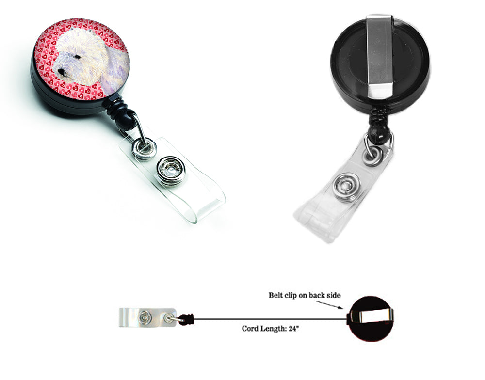 Westie Love and Hearts Retractable Badge Reel or ID Holder with Clip.
