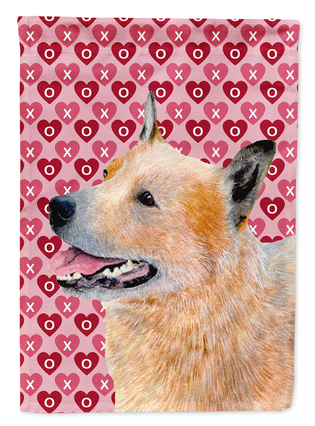 Australian Cattle Dog Hearts Love and Valentine's Day  Flag Canvas House Size
