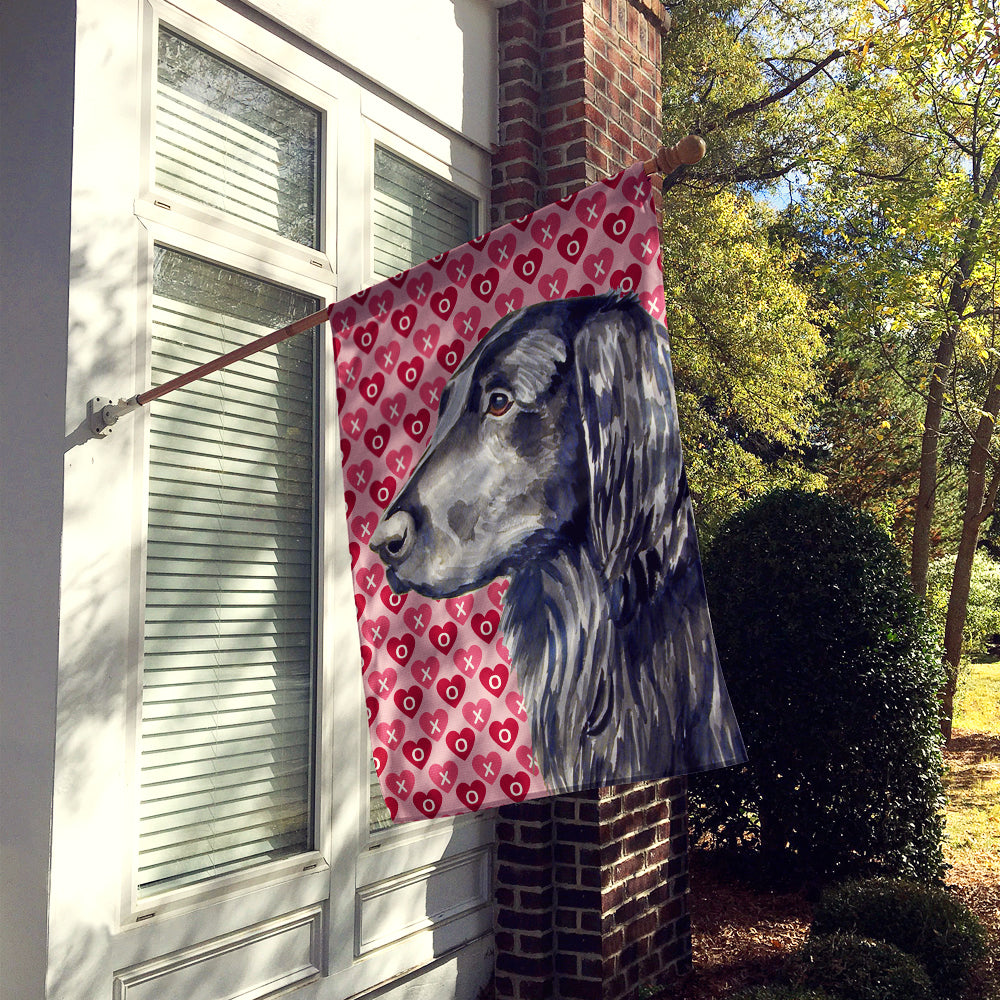 Flat Coated Retriever Hearts Love and Valentine's Day  Flag Canvas House Size