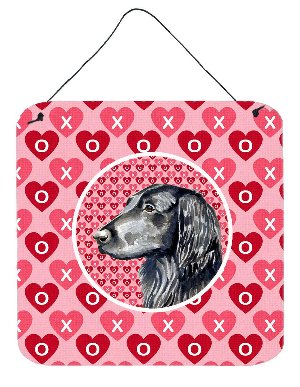 Flat Coated Retriever Valentine's Love and Hearts Wall or Door Hanging Prints by Caroline's Treasures