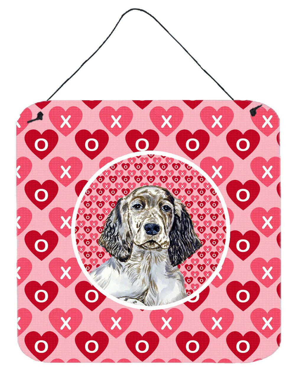 English Setter Valentine's Love and Hearts Wall or Door Hanging Prints by Caroline's Treasures