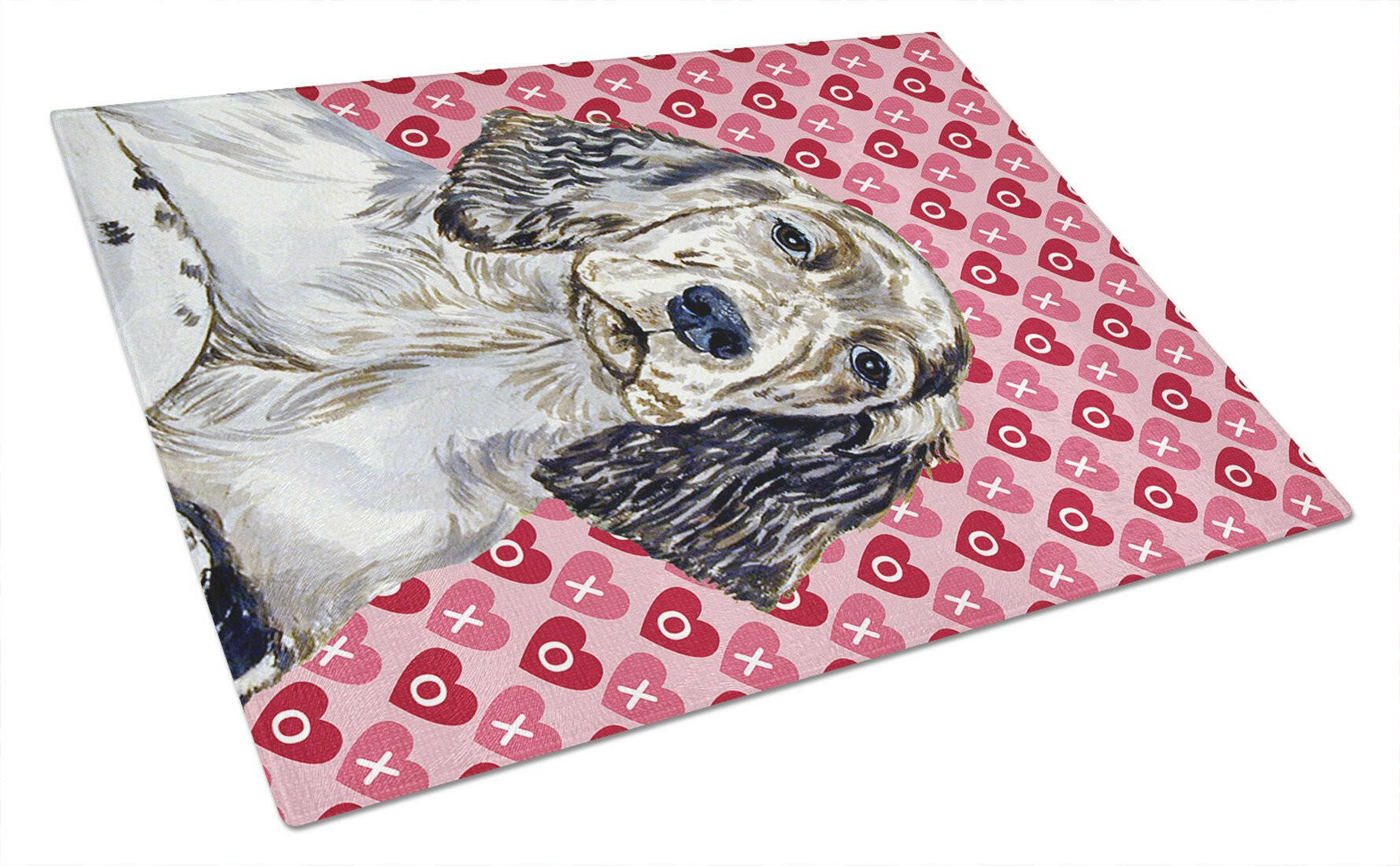 English Setter Hearts Love and Valentine's Day Glass Cutting Board Large by Caroline's Treasures