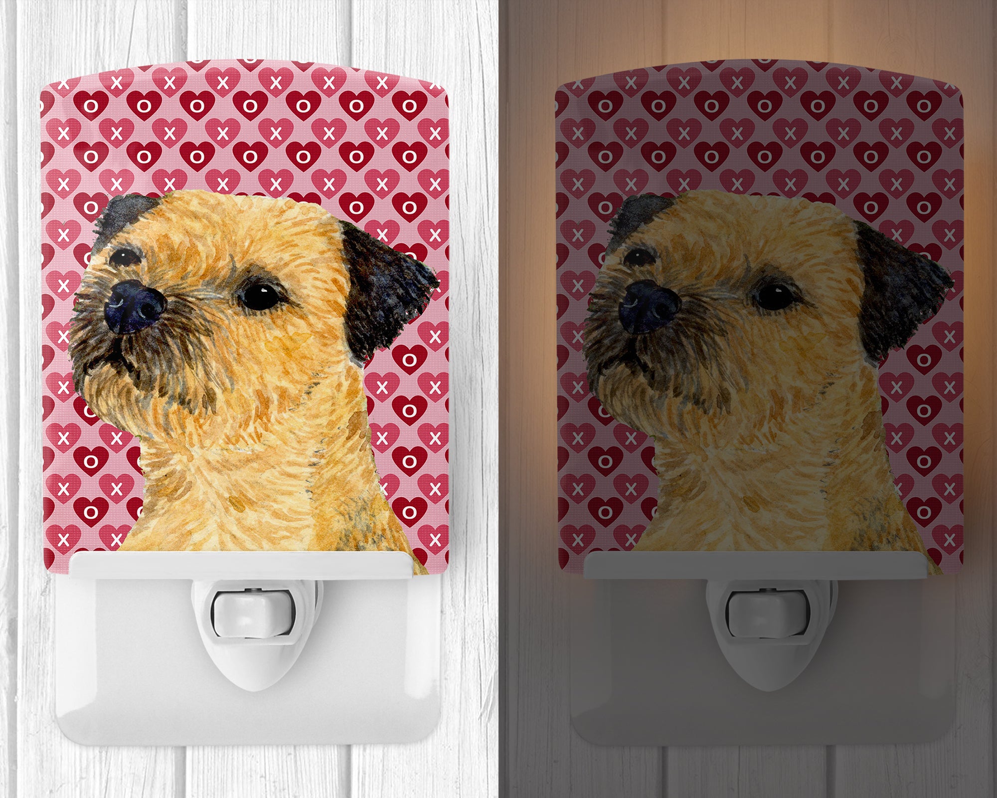 Border Terrier Hearts Love and Valentine's Day Portrait Ceramic Night Light LH9143CNL - the-store.com