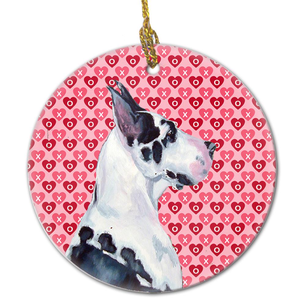 Great Dane Valentine's Love and Hearts Ceramic Ornament by Caroline's Treasures