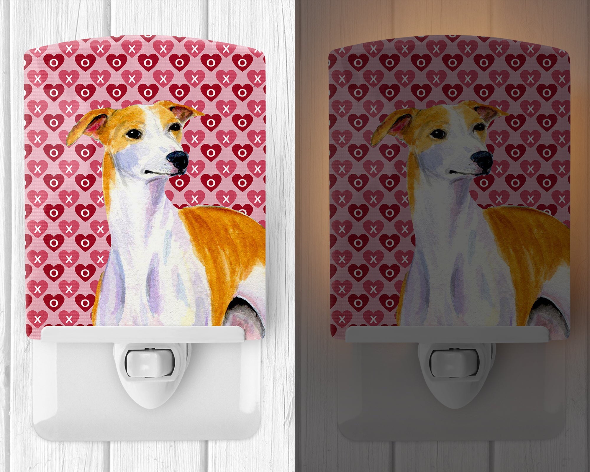 Whippet Hearts Love and Valentine's Day Portrait Ceramic Night Light LH9148CNL - the-store.com