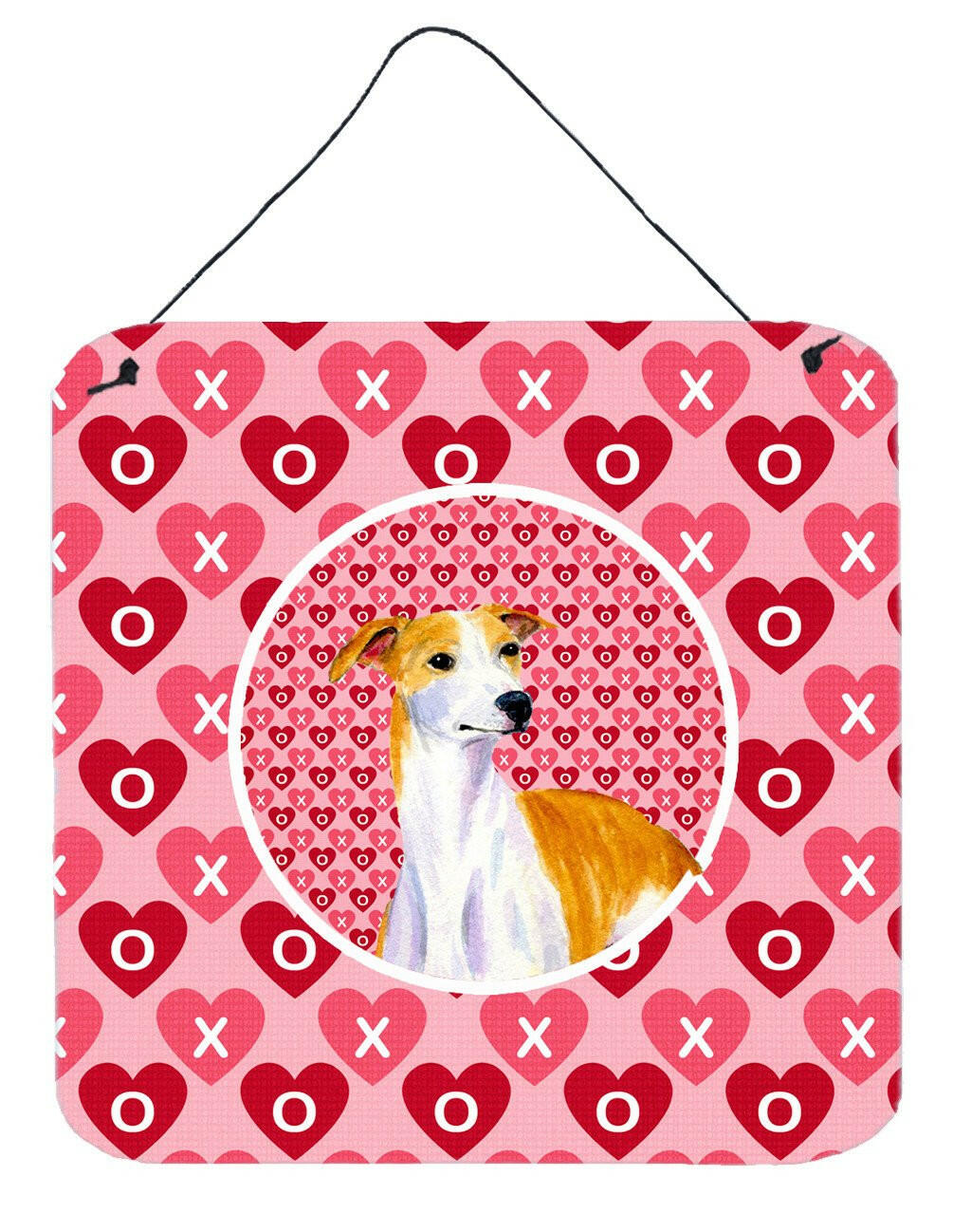 Whippet Valentine's Love and Hearts Aluminium Metal Wall or Door Hanging Prints by Caroline's Treasures