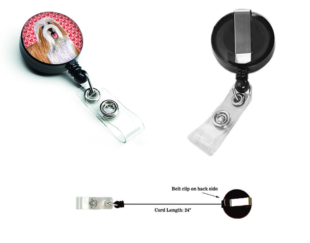 Bearded Collie Love and Hearts Retractable Badge Reel or ID Holder with Clip