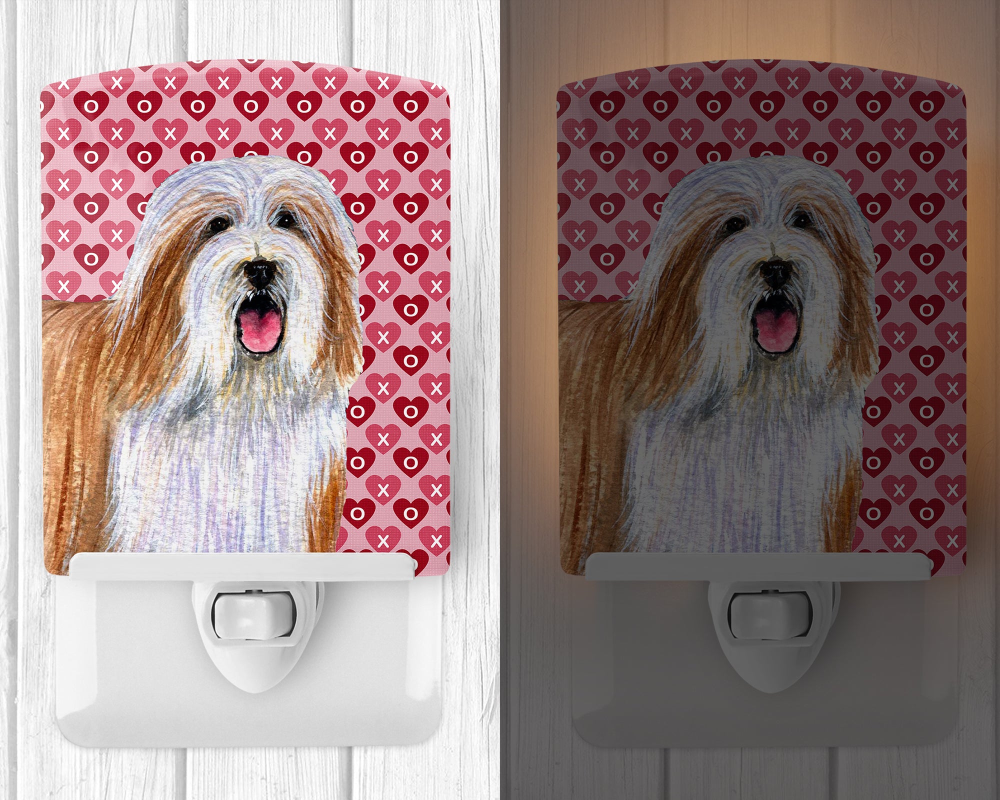 Bearded Collie Hearts Love and Valentine's Day Portrait Ceramic Night Light LH9150CNL - the-store.com