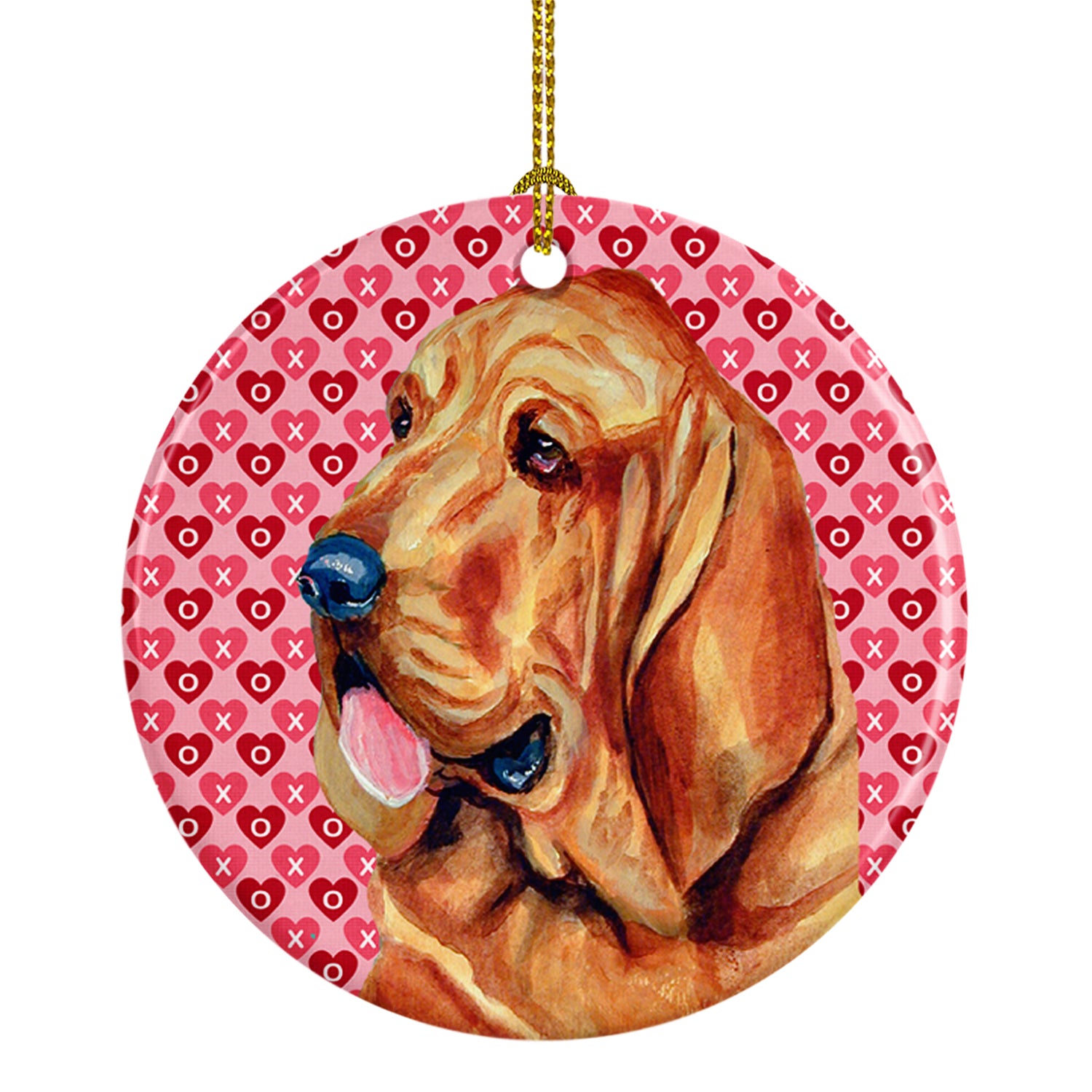 Bloodhound Valentine's Love and Hearts Ceramic Ornament - the-store.com