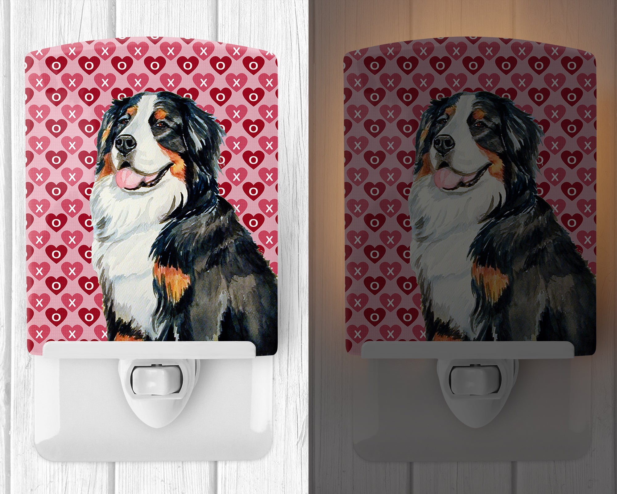 Bernese Mountain Dog Hearts Love and Valentine's Day Portrait Ceramic Night Light LH9154CNL - the-store.com