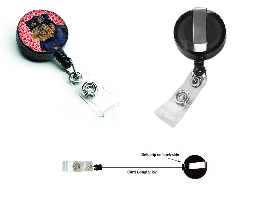 Brussels Griffon Love and Hearts Retractable Badge Reel or ID Holder with Clip
