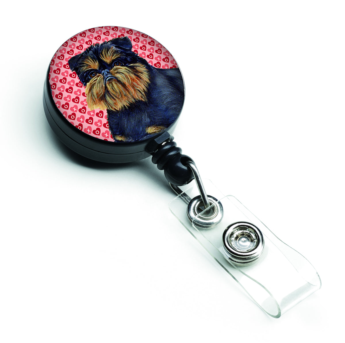 Brussels Griffon Love and Hearts Retractable Badge Reel or ID Holder with Clip.