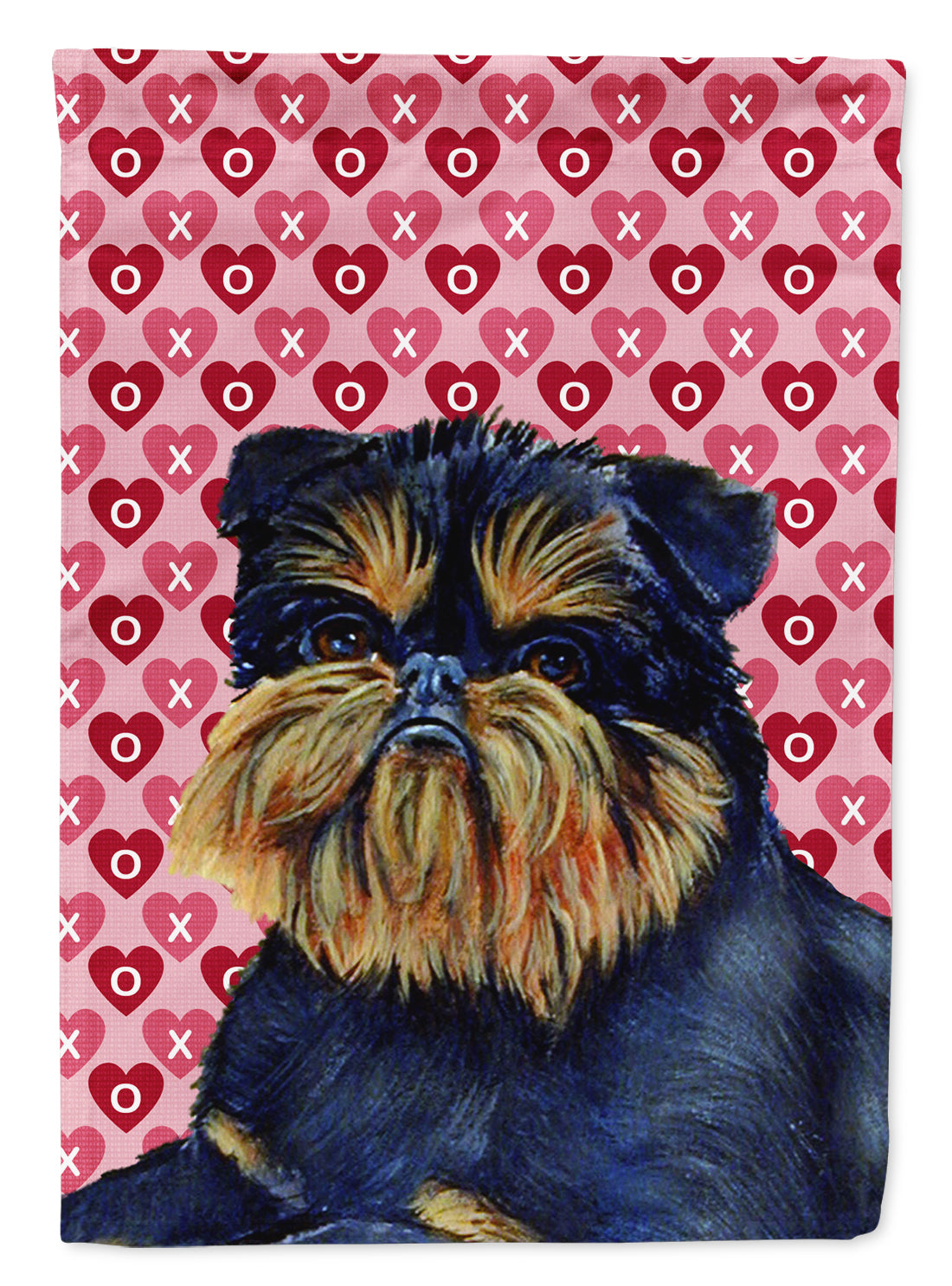 Brussels Griffon Hearts Love and Valentine's Day  Flag Canvas House Size