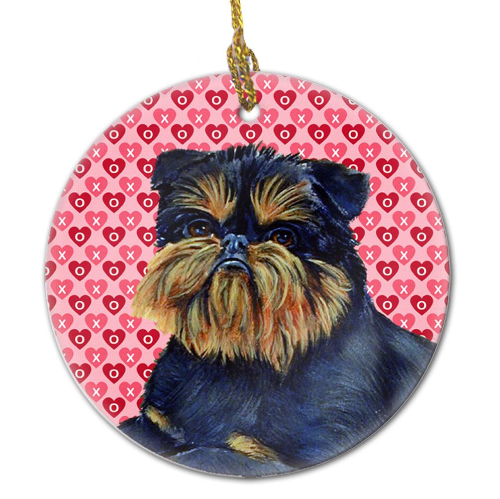 Brussels Griffon Valentine's Love and Hearts Ceramic Ornament by Caroline's Treasures